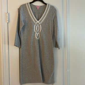 Lilly Pulitzer Clarkson Gray Dress with Metallic Details